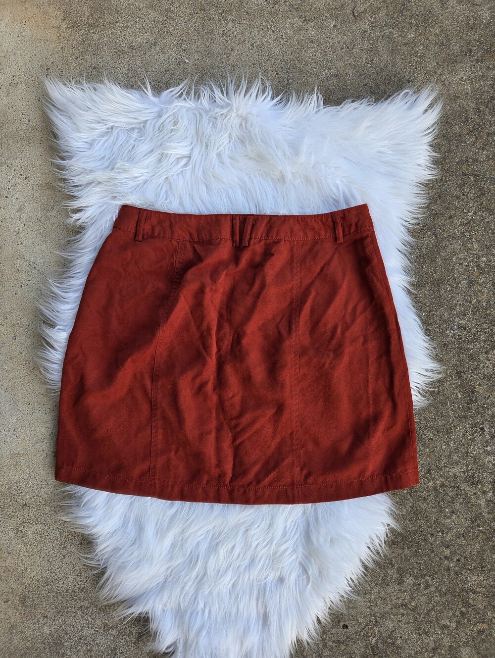 Forever 21 - Red Rust/Button Front Mini Skirt - Size Large - Picture 4 of 12